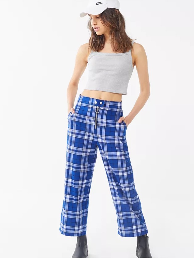 Urban Outfitter’s Blue Daisy Plaid Wide Leg Pants Women’s Size 0
